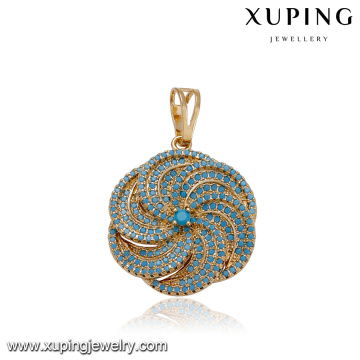 33079 Xuping moda jóias atacado China bela flor em forma de pingente de ouro azul